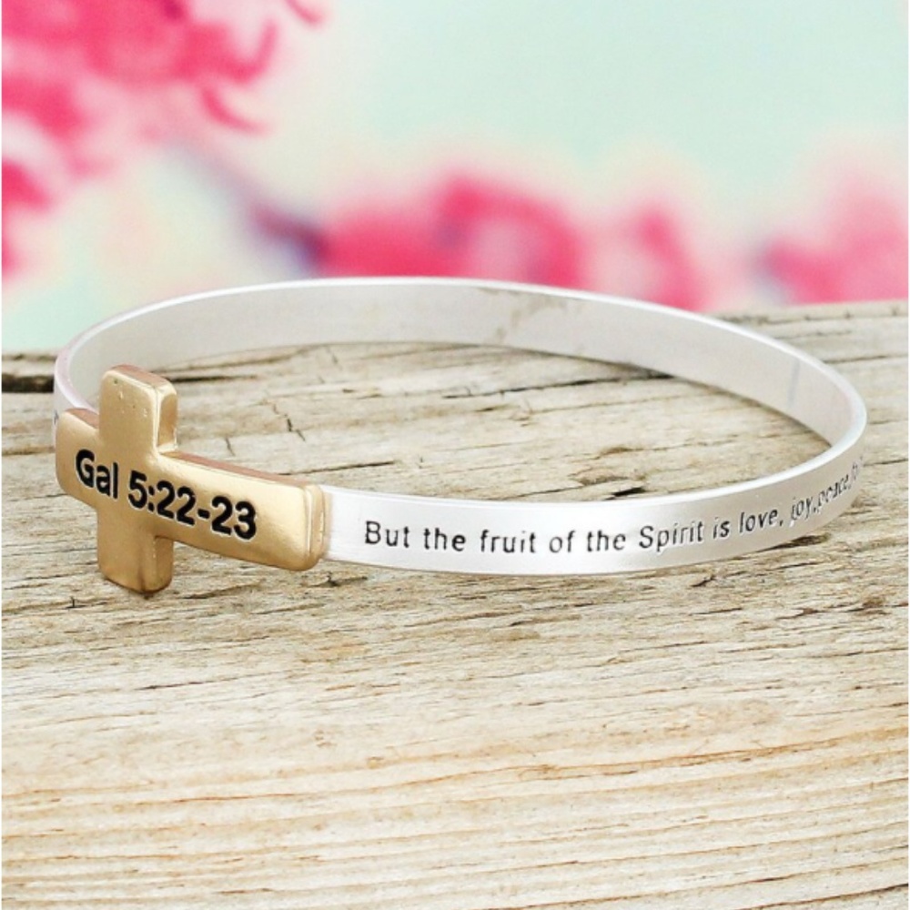 Two Tone Galatians 5:22-23 Bracelet